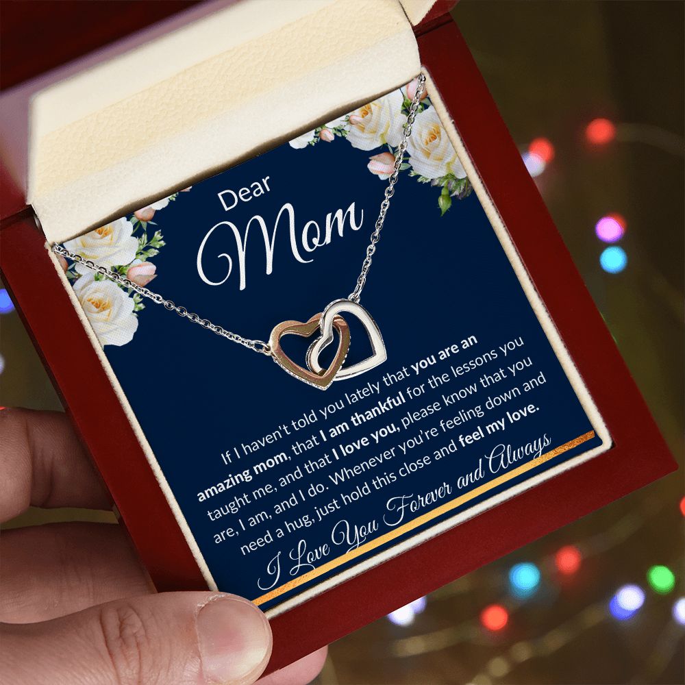 Interlocking Hearts Necklace, Gift to Mom - Mothers Day, Birthday, Easter, Thank You Gift