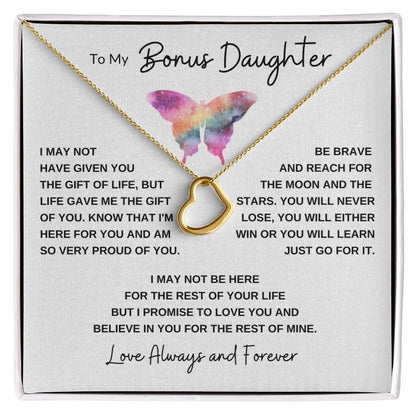 Delicate Heart Necklace, GIFT TO BONUS DAUGHTER, STEPDAUGHTER, DAUGHTER IN LAW, NEICE -  Butterfly