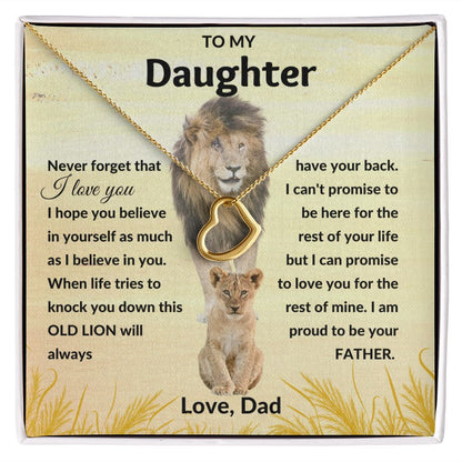 Delicate Heart Necklace, Gift to Daughter from Dad - Lion