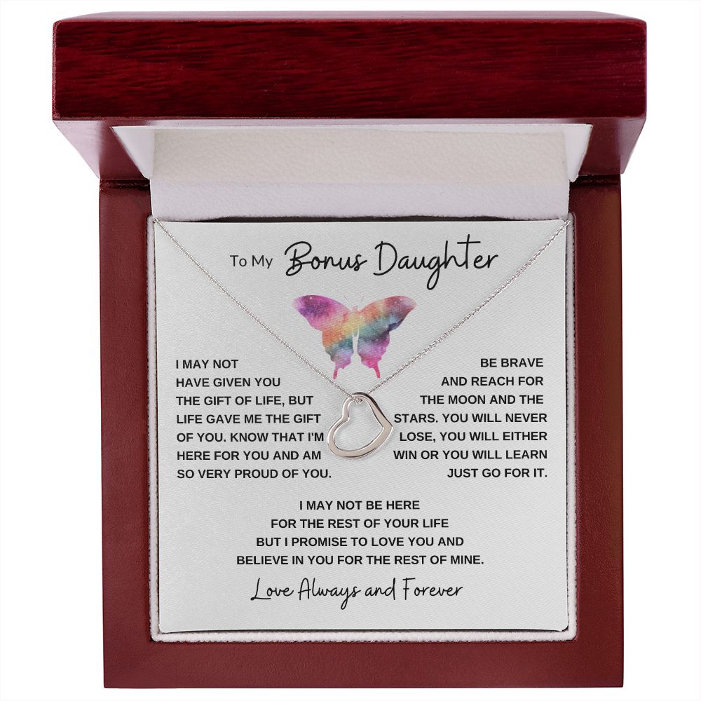 Delicate Heart Necklace, GIFT TO BONUS DAUGHTER, STEPDAUGHTER, DAUGHTER IN LAW, NEICE -  Butterfly