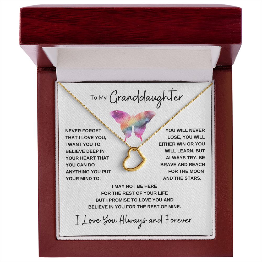 Delicate Heart Necklace, GIFT TO GRANDDAUGHTER - Butterfly