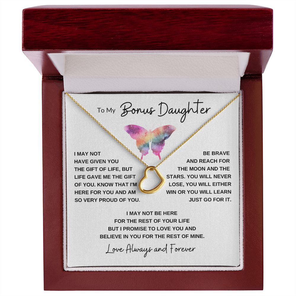 Delicate Heart Necklace, GIFT TO BONUS DAUGHTER, STEPDAUGHTER, DAUGHTER IN LAW, NEICE -  Butterfly