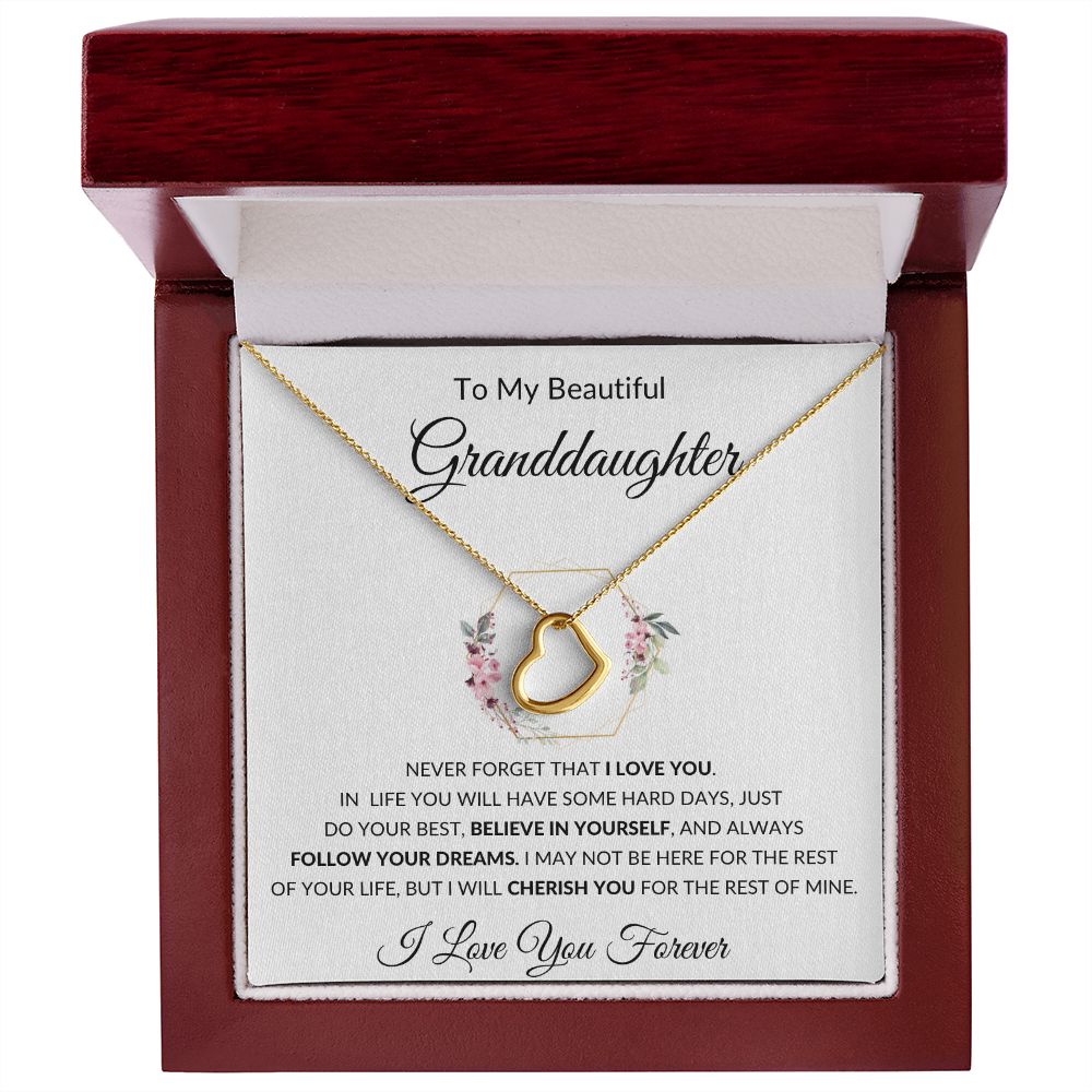 Delicate Heart Necklace, GIFT TO GRANDDAUGHTER, from Grandma or Grandpa - I Love You Forever