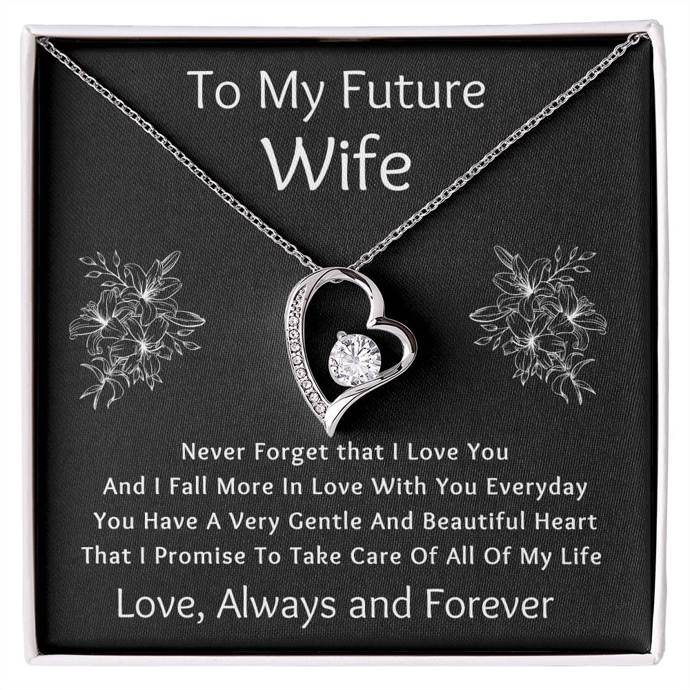 Forever Love Necklace, Gift for Future Wife / Fiancé - Black - Valentines, Birthday, Christmas, Wedding