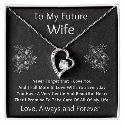 Forever Love Necklace, Gift for Future Wife / Fiancé - Black - Valentines, Birthday, Christmas, Wedding