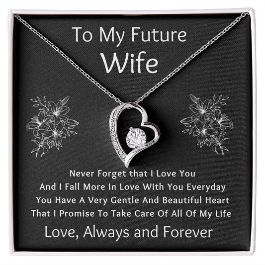Forever Love Necklace, Gift for Future Wife / Fiancé - Black - Valentines, Birthday, Christmas, Wedding