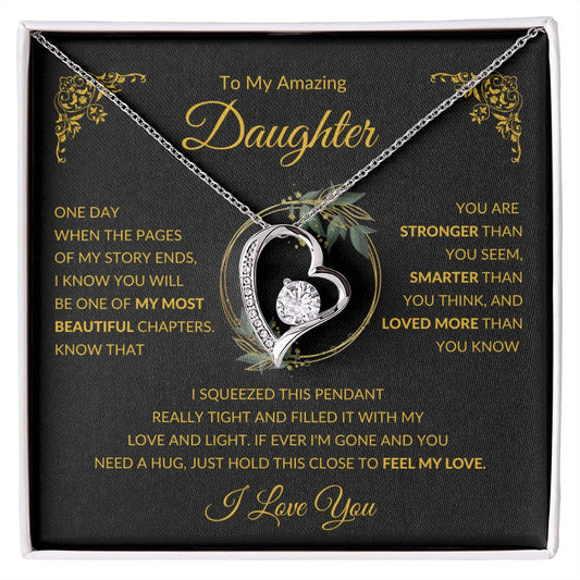 Forever Love Heart Necklace, GIFT TO DAUGHTER from Mom or Dad - I Love You