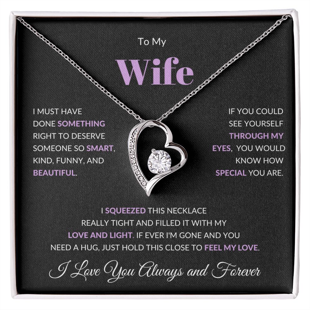 Forever Love Heart Necklace, GIFT TO WIFE - I Love You Purple