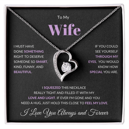Forever Love Heart Necklace, GIFT TO WIFE - I Love You Purple