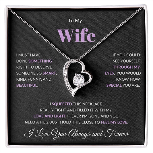 Forever Love Heart Necklace, GIFT TO WIFE - I Love You Purple