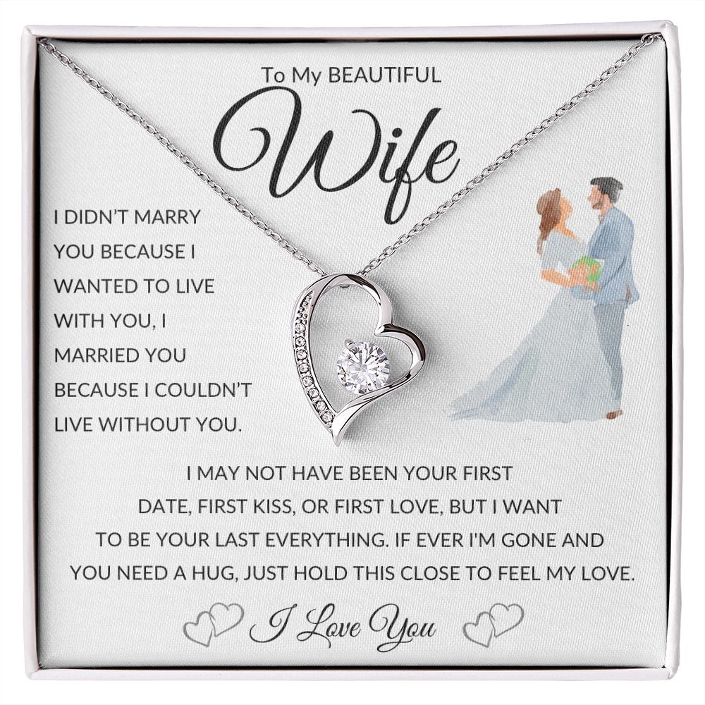 Forever Love Heart Necklace, GIFT TO WIFE - I Can't Live Without You Blue