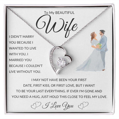 Forever Love Heart Necklace, GIFT TO WIFE - I Can't Live Without You Blue