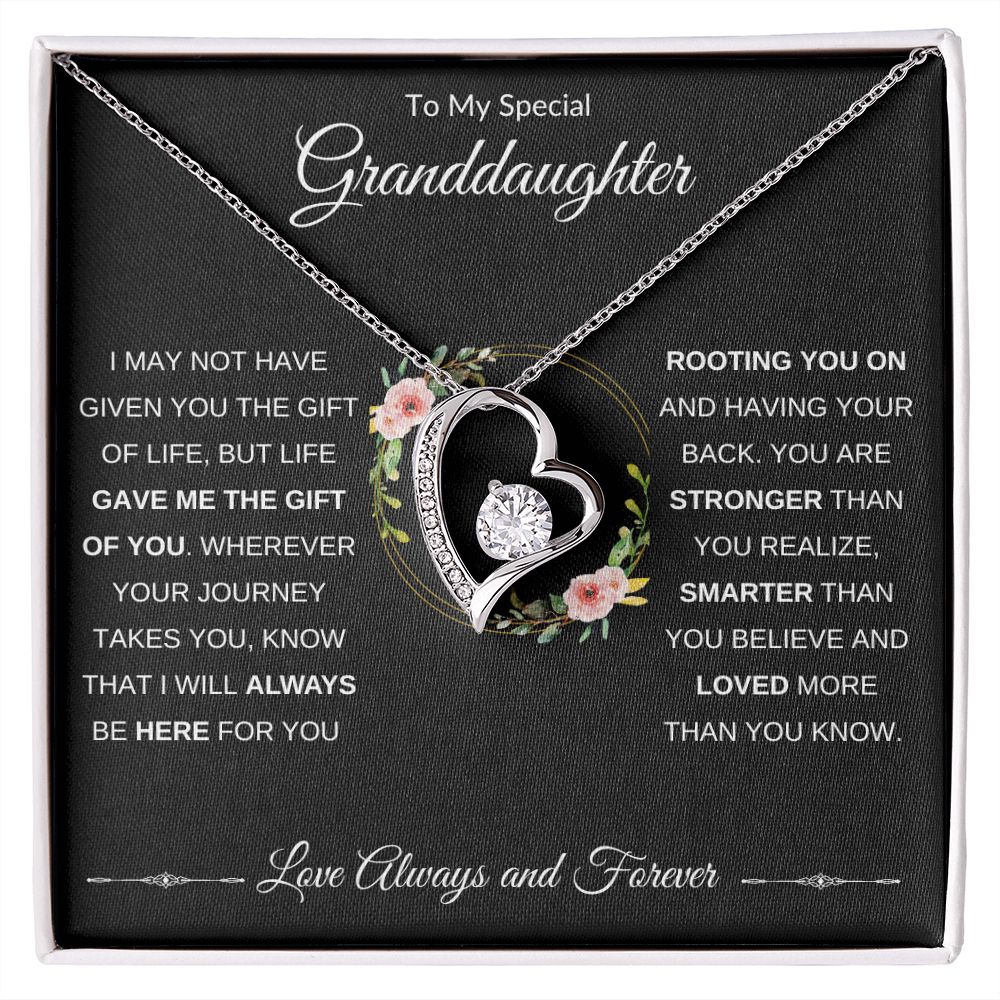 Forever Love Heart Necklace, GIFT TO GRANDDAUGHTER from Grandma or Grandpa - Gift of Life