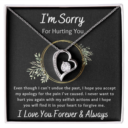 Forever Love Necklace, Apology / I'm Sorry Gift, Black - To Wife, To Girlfriend, To Daughter, To Mom, To Sister, To Ex, To Mistress