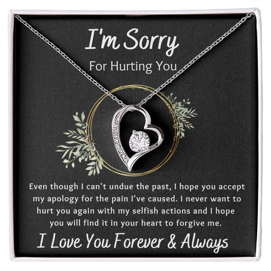 Forever Love Necklace, Apology / I'm Sorry Gift, Black - To Wife, To Girlfriend, To Daughter, To Mom, To Sister, To Ex, To Mistress