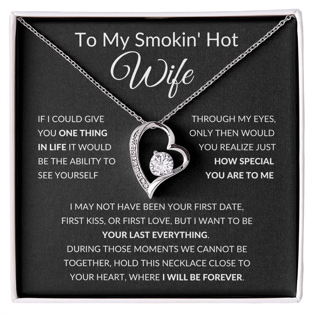 Forever Love Heart Necklace, Gift to Smokin Hot Wife - Black