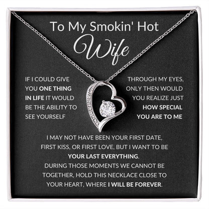 Forever Love Heart Necklace, Gift to Smokin Hot Wife - Black