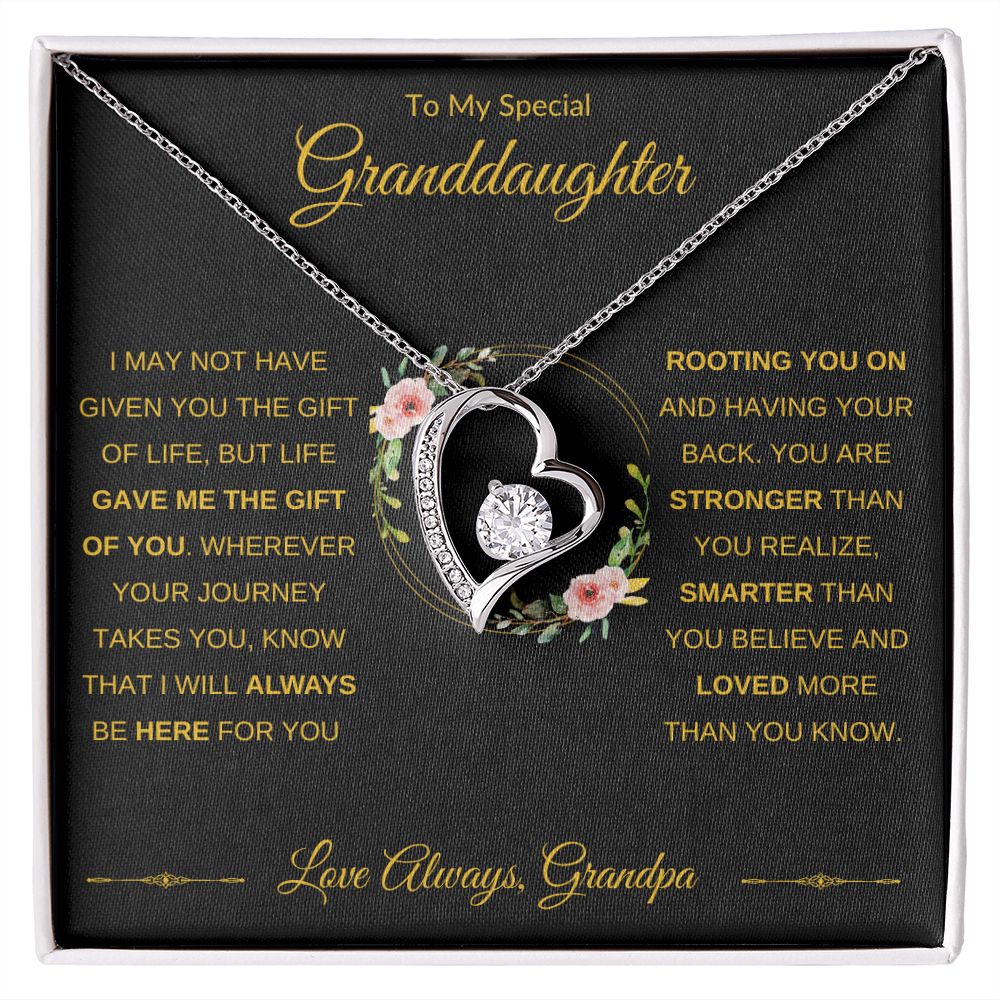 Forever Love Heart Necklace, GIFT TO GRANDDAUGHTER from Grandpa - Gift of Life
