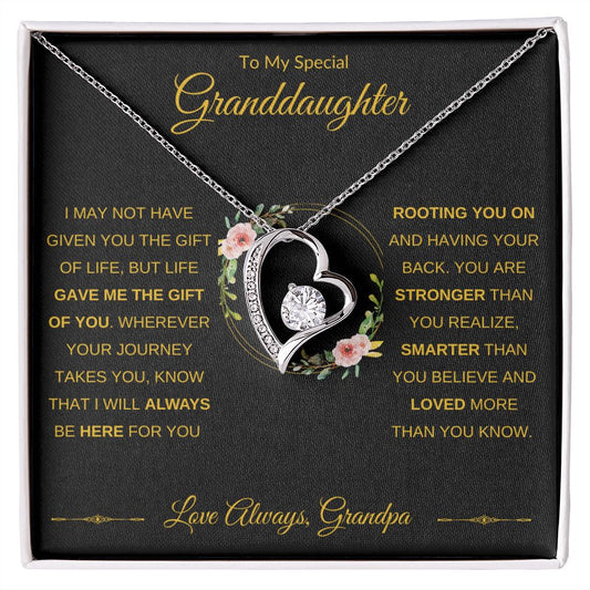 Forever Love Heart Necklace, GIFT TO GRANDDAUGHTER from Grandpa - Gift of Life