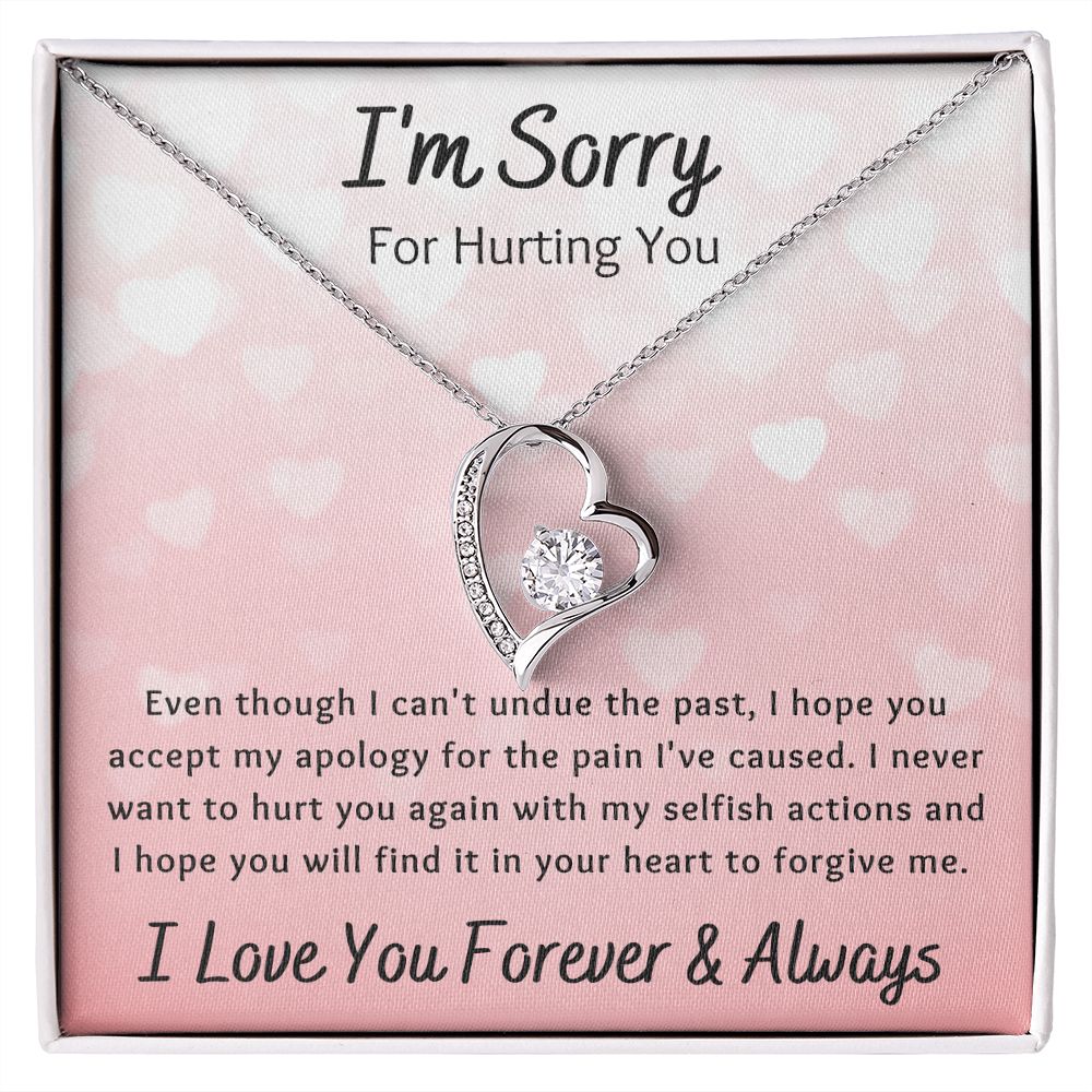Forever Love Necklace, I'm Sorry Apology Gift for Girlfriend, Wife, Soulmate, Ex, Mom, Sister, Friend - Pink Hearts
