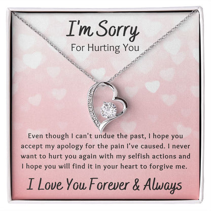 Forever Love Necklace, I'm Sorry Apology Gift for Girlfriend, Wife, Soulmate, Ex, Mom, Sister, Friend - Pink Hearts