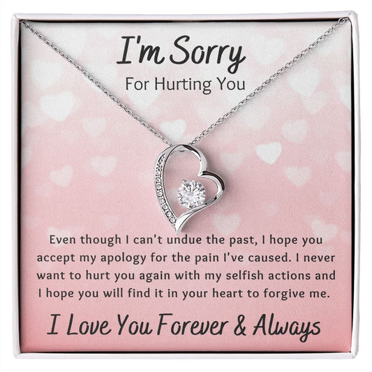 Forever Love Necklace, I'm Sorry Apology Gift for Girlfriend, Wife, Soulmate, Ex, Mom, Sister, Friend - Pink Hearts