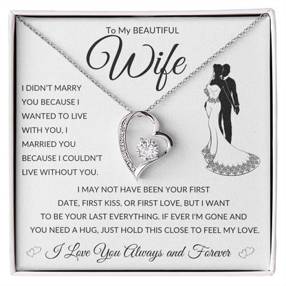 Forever Love Heart Necklace , GIFT TO WIFE - Can't Live Without You, Black Image
