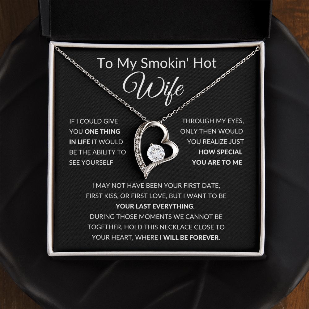 Forever Love Heart Necklace, Gift to Smokin Hot Wife - Black