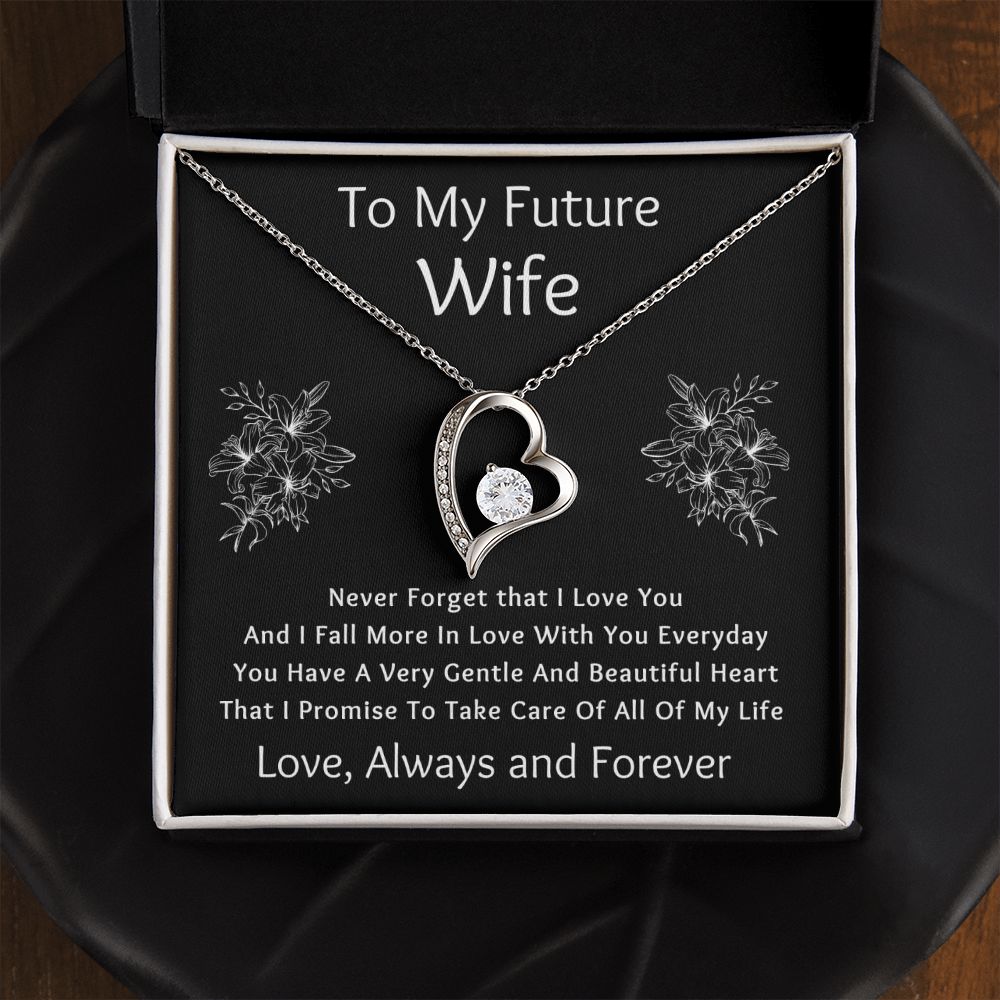 Forever Love Necklace, Gift for Future Wife / Fiancé - Black - Valentines, Birthday, Christmas, Wedding