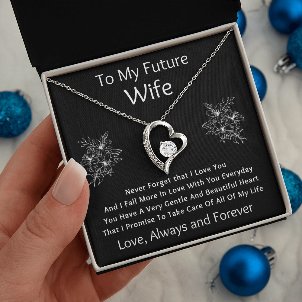 Forever Love Necklace, Gift for Future Wife / Fiancé - Black - Valentines, Birthday, Christmas, Wedding
