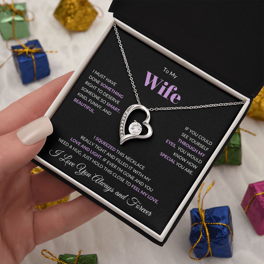 Forever Love Heart Necklace, GIFT TO WIFE - I Love You Purple