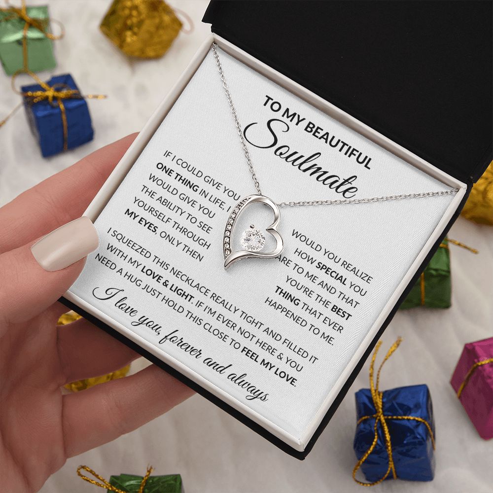 Forever Love Necklace, Gift to Soulmate - Feel my Love - Anniversary, Christmas, Birthday, Valentines Day Gift for Wife or Girlfriend