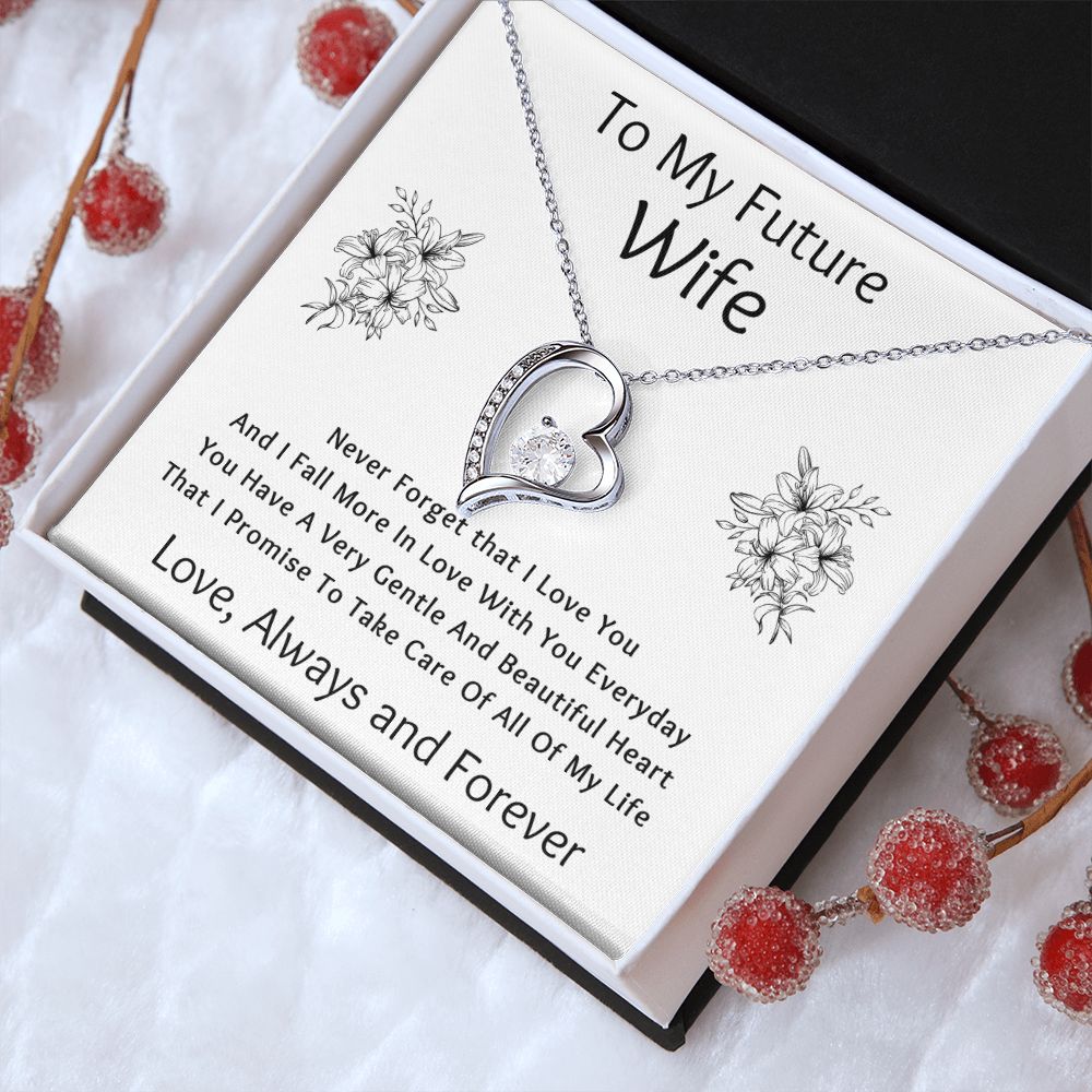 Forever Love Necklace, Gift to Future Wife / Fiancé - white - Valentines, Birthday, Christmas, Wedding