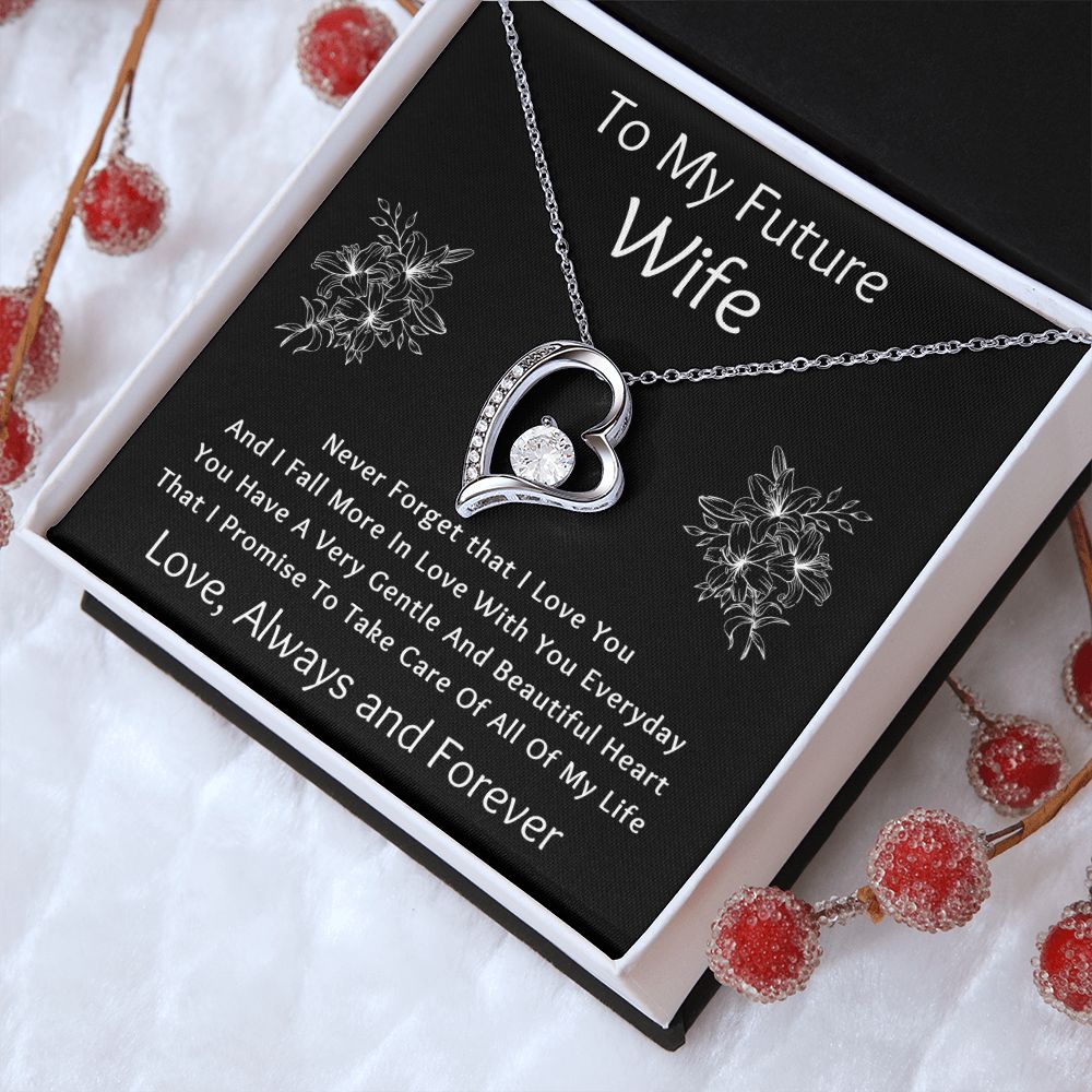 Forever Love Necklace, Gift for Future Wife / Fiancé - Black - Valentines, Birthday, Christmas, Wedding