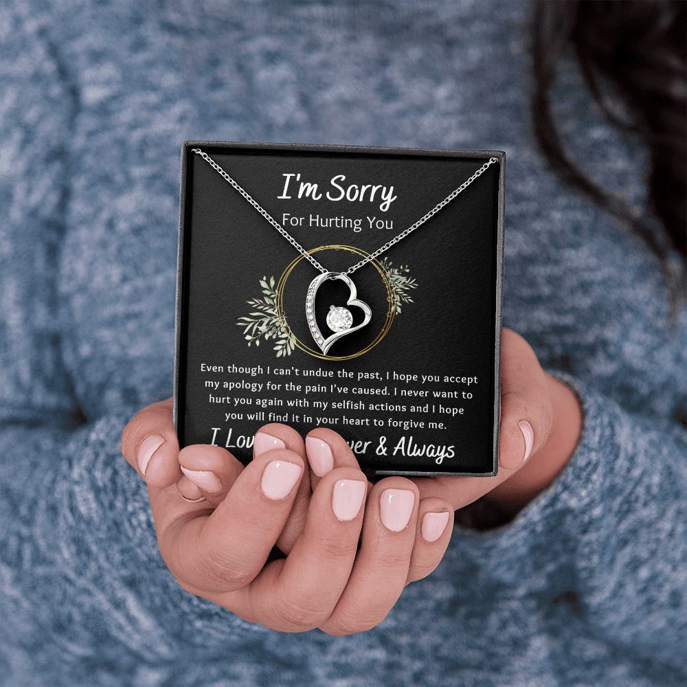 Forever Love Necklace, Apology / I'm Sorry Gift, Black - To Wife, To Girlfriend, To Daughter, To Mom, To Sister, To Ex, To Mistress