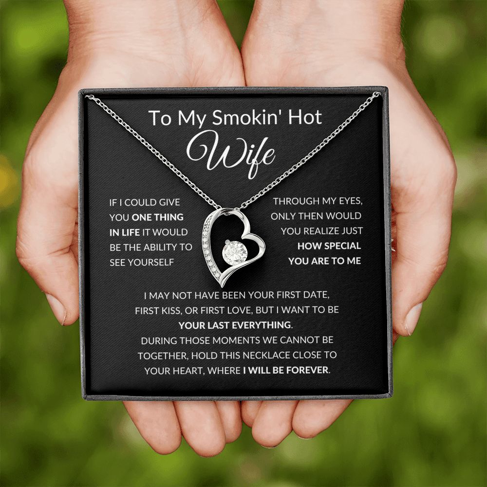 Forever Love Heart Necklace, Gift to Smokin Hot Wife - Black