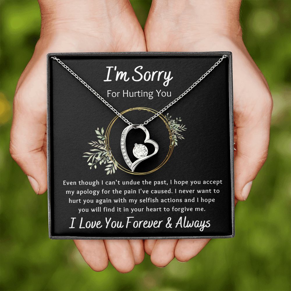 Forever Love Necklace, Apology / I'm Sorry Gift, Black - To Wife, To Girlfriend, To Daughter, To Mom, To Sister, To Ex, To Mistress