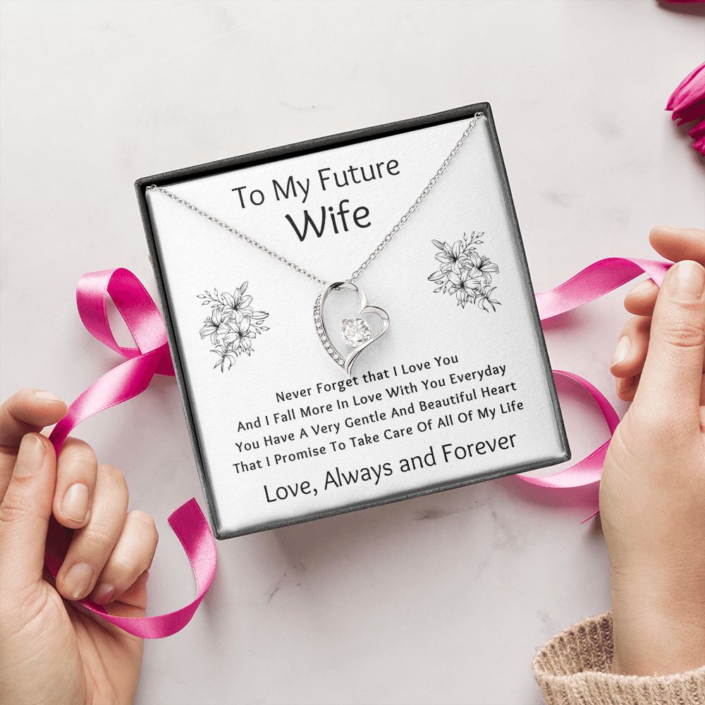Forever Love Necklace, Gift to Future Wife / Fiancé - white - Valentines, Birthday, Christmas, Wedding