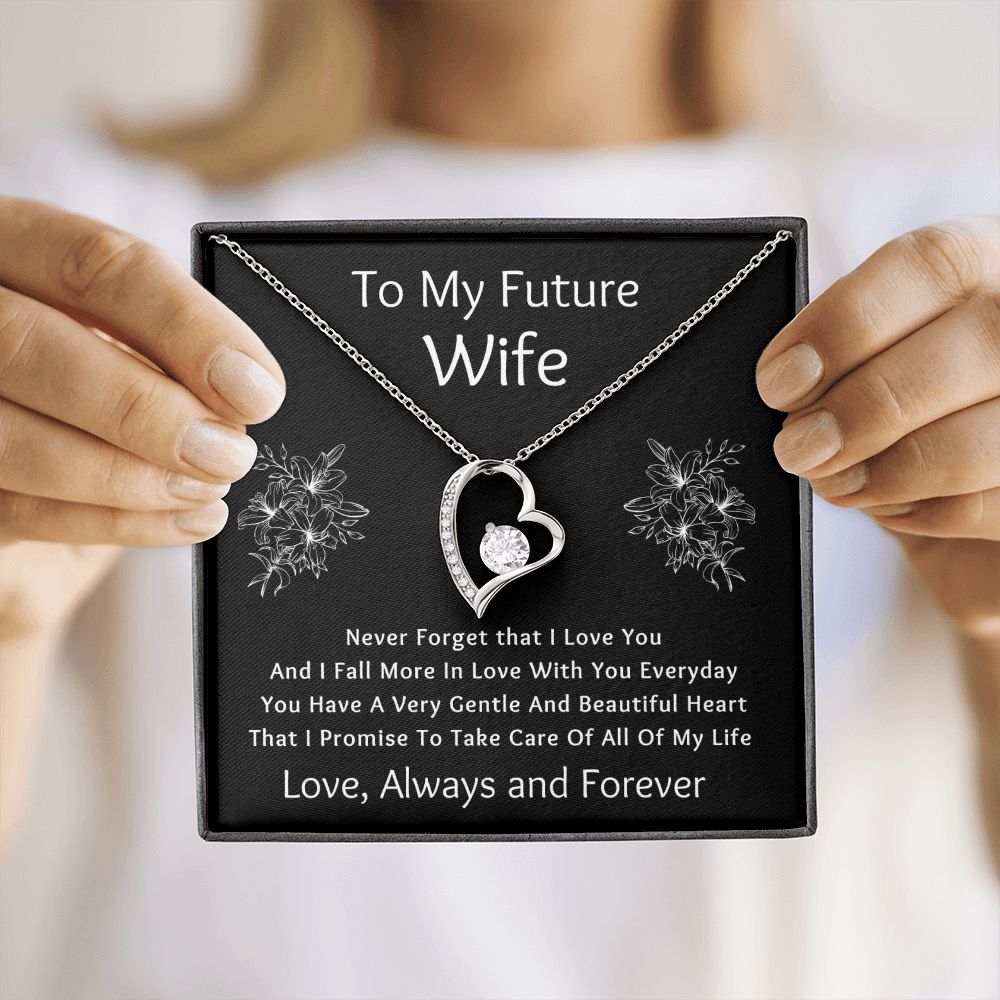 Forever Love Necklace, Gift for Future Wife / Fiancé - Black - Valentines, Birthday, Christmas, Wedding