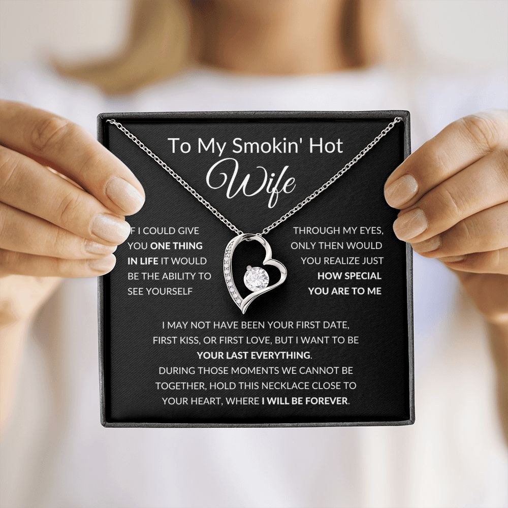 Forever Love Heart Necklace, Gift to Smokin Hot Wife - Black