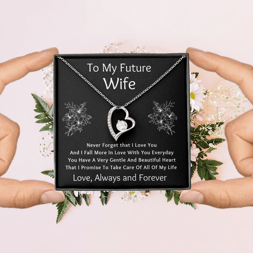 Forever Love Necklace, Gift for Future Wife / Fiancé - Black - Valentines, Birthday, Christmas, Wedding