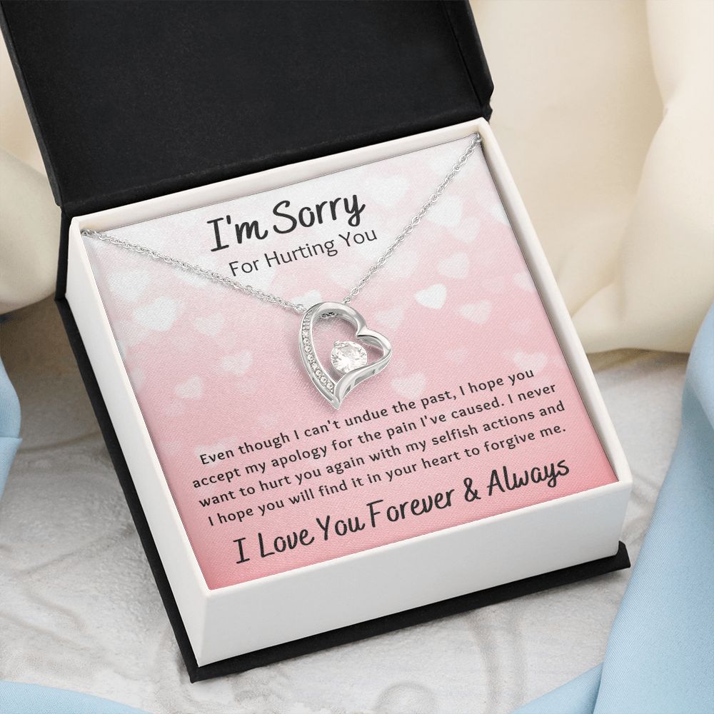 Forever Love Necklace, I'm Sorry Apology Gift for Girlfriend, Wife, Soulmate, Ex, Mom, Sister, Friend - Pink Hearts