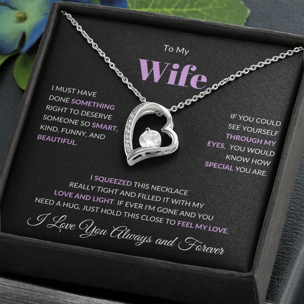 Forever Love Heart Necklace, GIFT TO WIFE - I Love You Purple