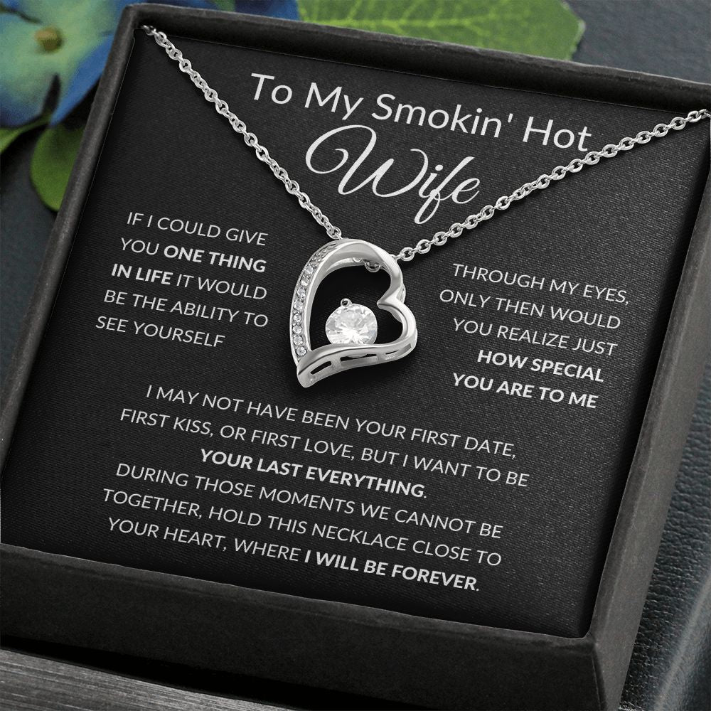 Forever Love Heart Necklace, Gift to Smokin Hot Wife - Black