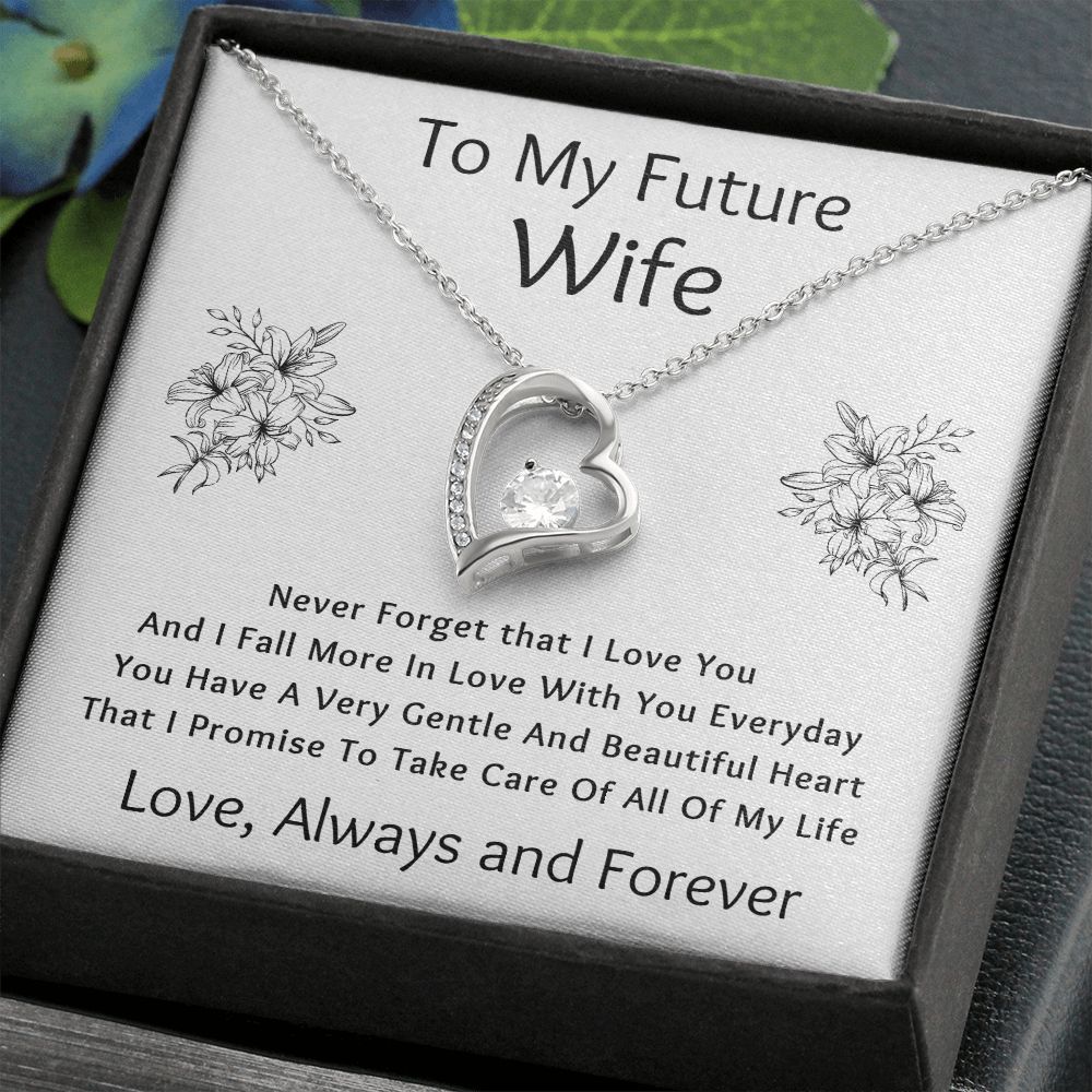 Forever Love Necklace, Gift to Future Wife / Fiancé - white - Valentines, Birthday, Christmas, Wedding