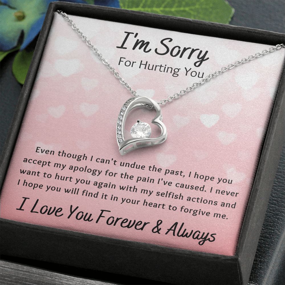Forever Love Necklace, I'm Sorry Apology Gift for Girlfriend, Wife, Soulmate, Ex, Mom, Sister, Friend - Pink Hearts
