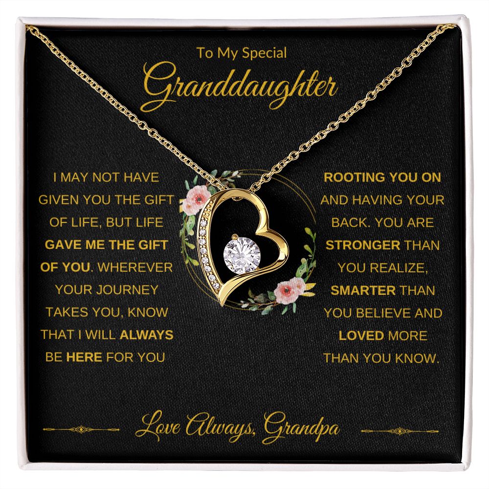 Forever Love Heart Necklace, GIFT TO GRANDDAUGHTER from Grandpa - Gift of Life