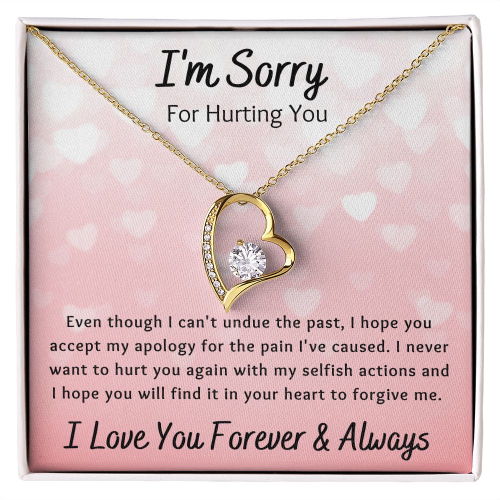 Forever Love Necklace, I'm Sorry Apology Gift for Girlfriend, Wife, Soulmate, Ex, Mom, Sister, Friend - Pink Hearts