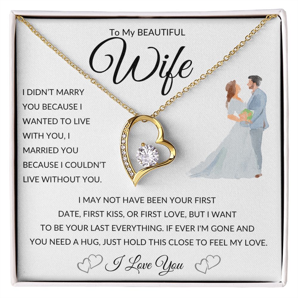 Forever Love Heart Necklace, GIFT TO WIFE - I Can't Live Without You Blue