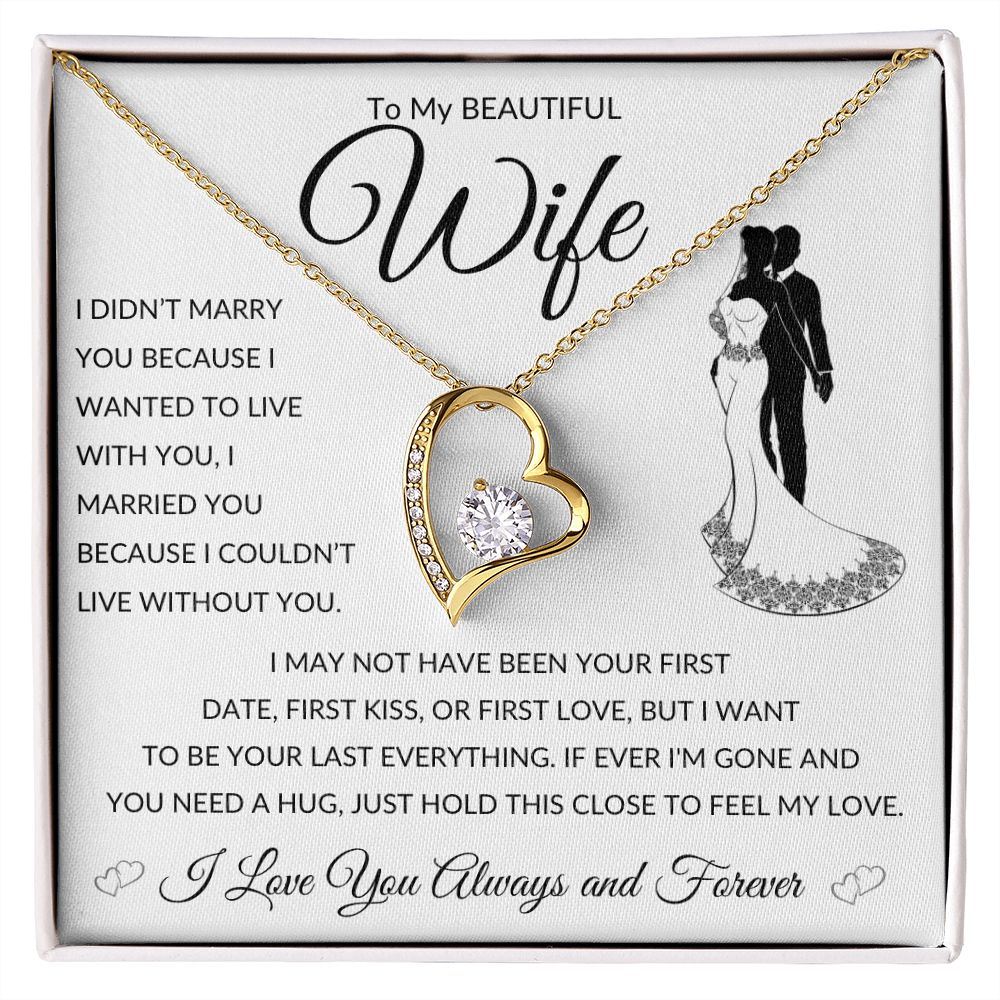 Forever Love Heart Necklace , GIFT TO WIFE - Can't Live Without You, Black Image